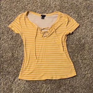 Soft Yellow and White Striped Top